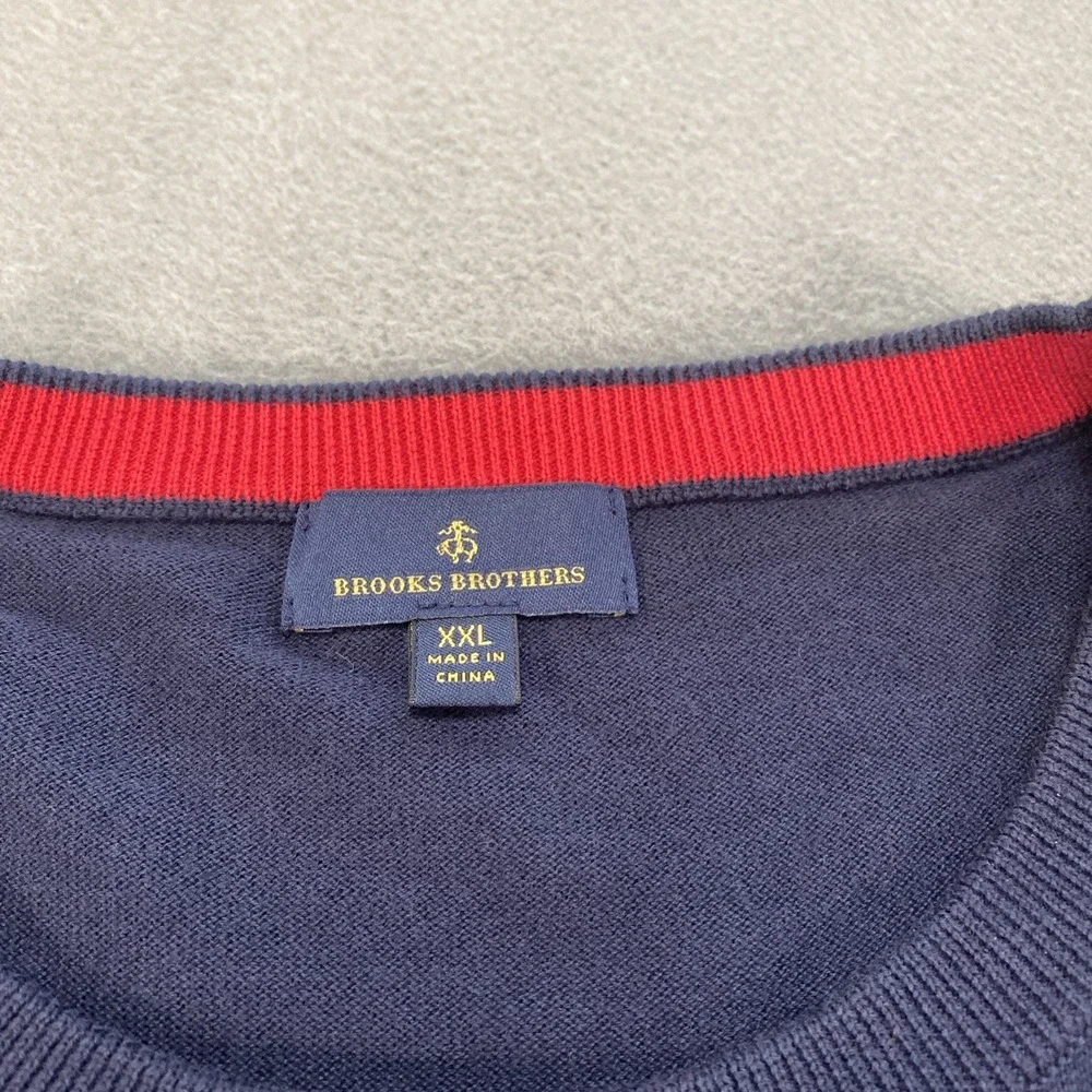 Brooks‎ Brothers Pull Over Sweater Crew Neck 2XL Navy Lobsters Coastal Beach
